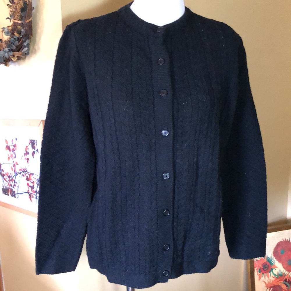 Vtg CARRIAGE COURT sz Large 14-16 Buttonfront cardigan 100% Acrylic Texture NEW